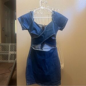 Cut Out Front Denim Dress